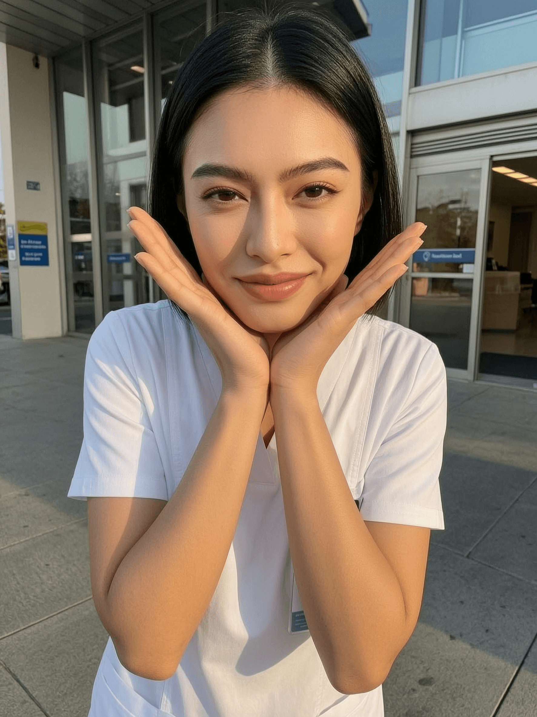 Elena, a 29-year-old calm Filipino AI companion and nurse on Sinta